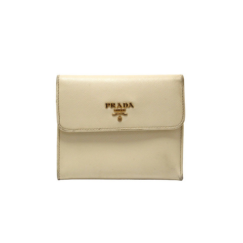 Prada White Saffiano Leather Bifold Medium Wallet
