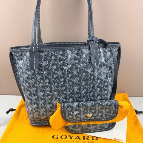 【二手極新🩶mini tote✨】 ✦Goyard Anjou 迷你托特包 雙面可用 灰 2025/4購入