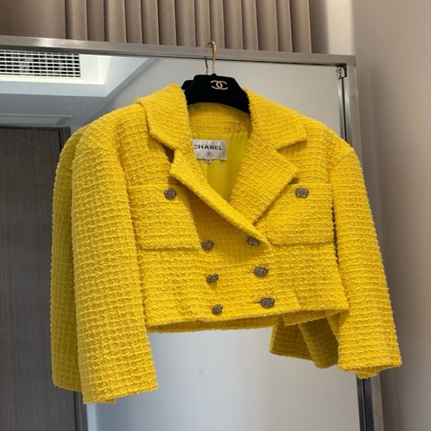 Chanel22S小鸡黄双排扣外套fr38~~