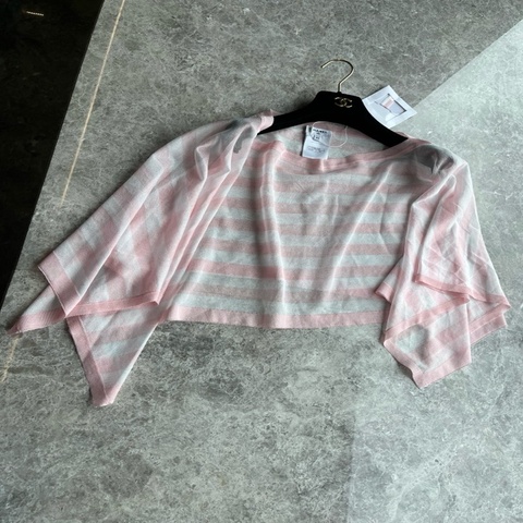 Chanel24S粉白条纹罩衫fr34~~
