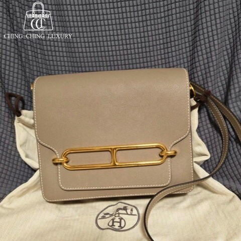 🌈Hermes🧡Roulis 23🧡大象灰金扣🌟98.5新🌈Evercolor皮🌟roulis23🌟roulis🌟豬鼻子🌟愛馬仕🌟