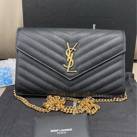 YSL  聖羅蘭黑金信封鏈條包 尺寸22.5×14×4cm