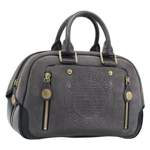 路易威登 Stamp Bag PM 手提包 麂皮 灰色 金色 M95237 LV Auth 203148V