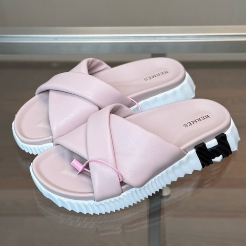 Hermes/愛馬仕 Infra 粉色厚底麵包拖鞋 尺碼/36