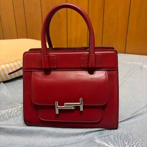 TOD’s double T 小牛皮 紅色 多功能手提包