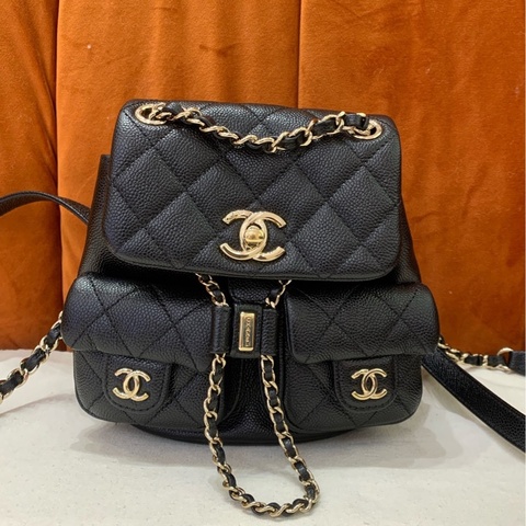 Chanel 香奈兒 雙肩包 小號 Duma 荔枝牛亮金扣牛皮 18×9.5×19