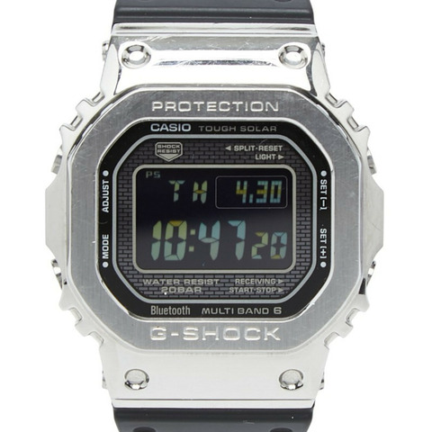 卡西歐 G-SHOCK GMW-B5000-1JF 強韌太陽能手錶，黑色錶盤，不鏽鋼錶殼，橡膠錶帶，男士手錶