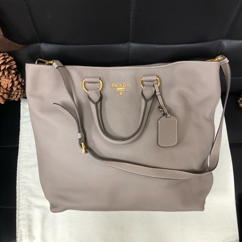 普拉達 Prada  大象灰色牛皮托特包