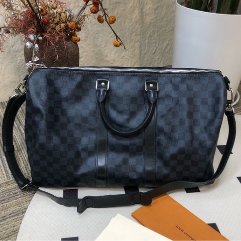 路易威登 Louis Vuitton Keepall45黑棋盤格手提包