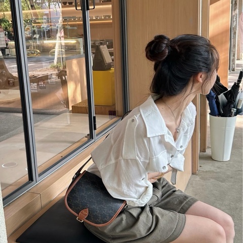 Celine 凱旋門老花帆布馬鞍包