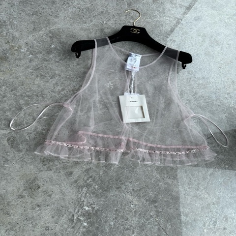 Chanel25k粉色网纱上衣fr34~~