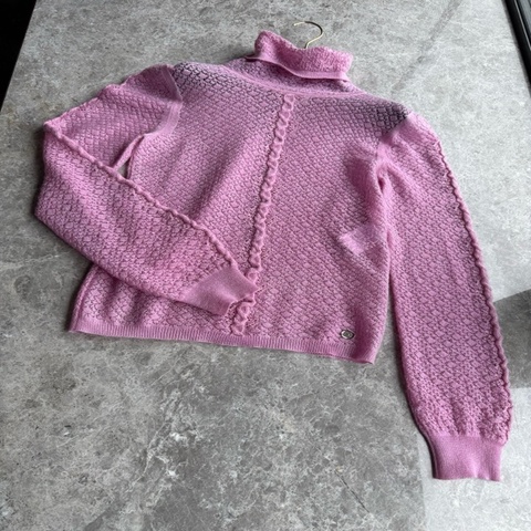 Chanel23B粉紫色针织上衣fr38~~