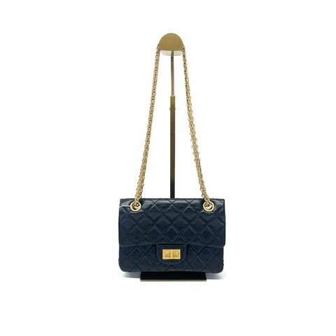 Chanel 黑金 22P 2.55 大mini 菱格紋 晶片22年3月 肩背包