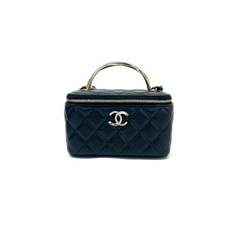 Chanel 香奈兒 鑽手柄 長盒子 化妝盒 晶片 肩背包