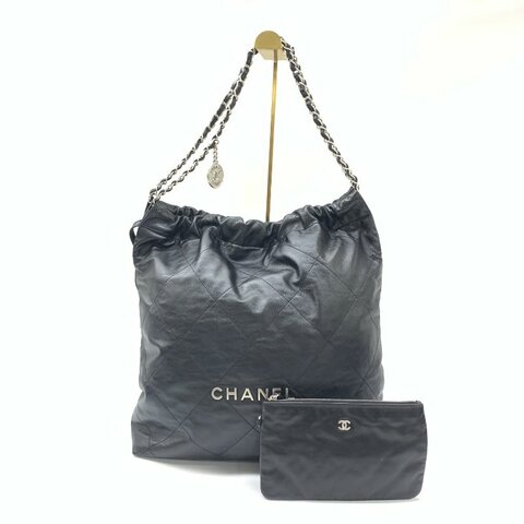 Chanel 黑色 22B 銀扣 22bag 大號 晶片22年9月 肩背包