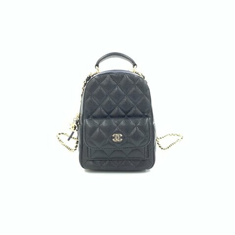 Chanel 黑金 24B mini 荔枝牛皮 晶片24年10月 小書包 後背包