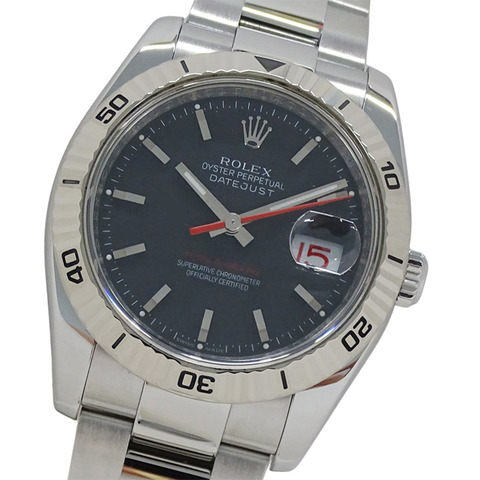 Rolex Datejust Turn-O-Graph 116264 F 字頭男士腕錶，自動上鍊機芯，不鏽鋼 (SS)，白金 (WG)，銀色，黑色