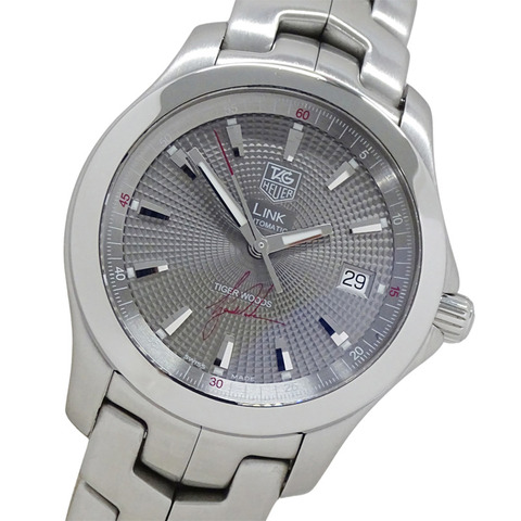 TAG Heuer Link WJF2113 BA0570 男士腕錶，品牌名稱：泰格伍茲，限量版 5500 枚，日期顯示，自動上鍊機芯，不銹鋼錶殼，銀灰色
