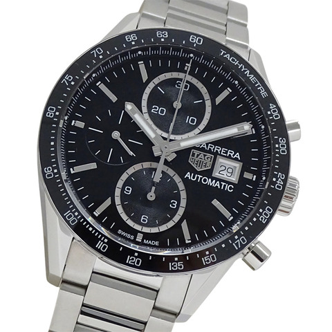 TAG Heuer Carrera CV201AJ-9 BA0715 男士腕錶，品牌名稱，Caliber 16 計時碼錶，自動上鍊，不銹鋼 (SS)，銀色和黑色。