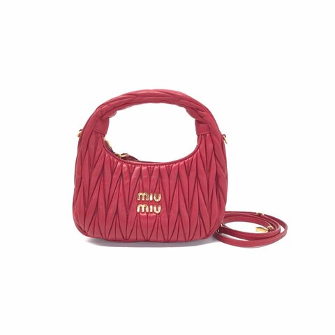 Miu Miu 紅 褶皺 wander hobo 肩背包