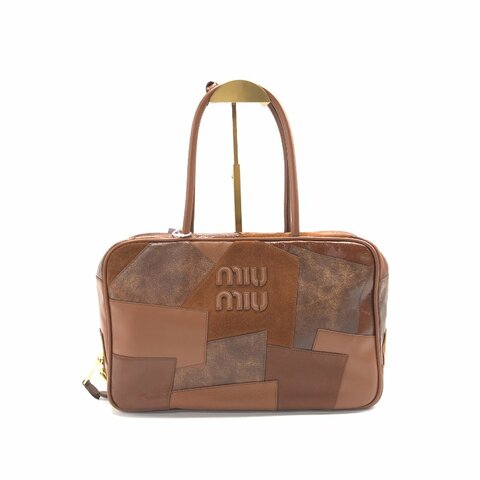 Miu Miu 棕色拼皮 beau 大號 肩背包