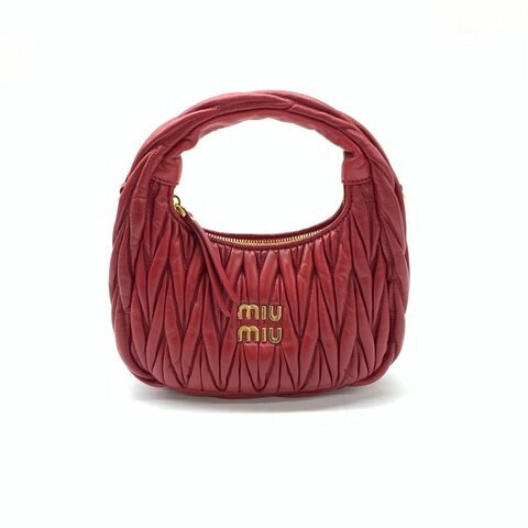 Miu Miu 紅色 Wander 新月 褶皺 手提包