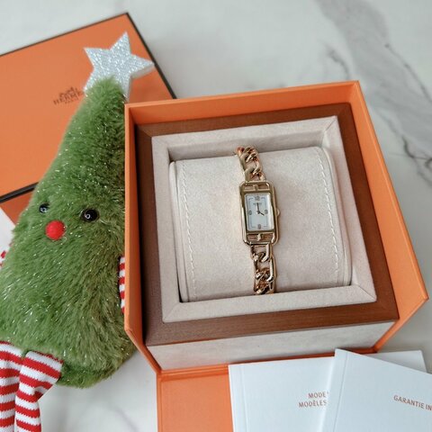 HERMES 18K玫瑰金Nantucket鎖鍊腕錶