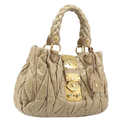 Miu Miu Matelasse 手提包 皮革 米色 金色 正品 BA15801V