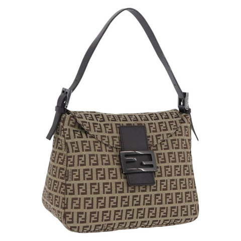 FENDI Zucchino帆布Mamma Baguette單肩包 米色 8BR004 正品 198258V