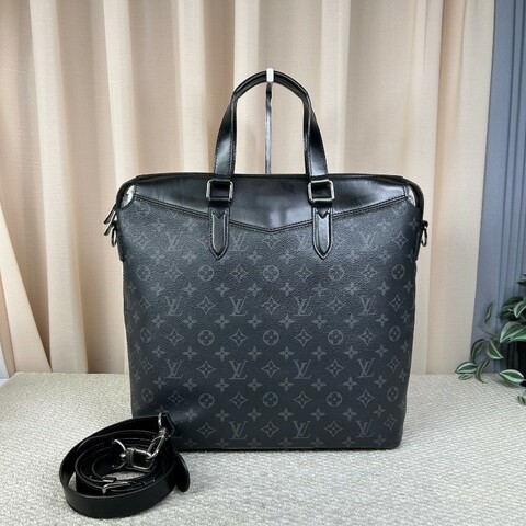 Louis Vuitton explorer黑花豎版公文包 經典老花 銀色五金