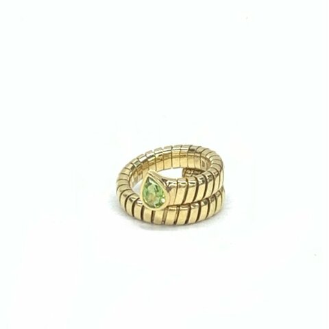 BVLGARI 18k黃金 橄欖石 tubogas 蛇 50碼 戒指