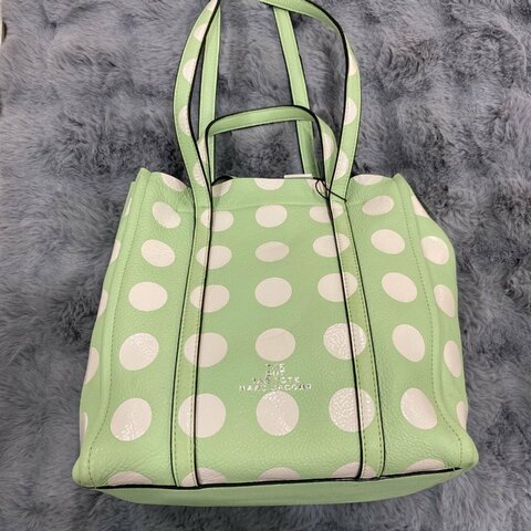 Marc Jacobs The Dot Tag Tote 27 馬卡龍綠波點皮革托特包