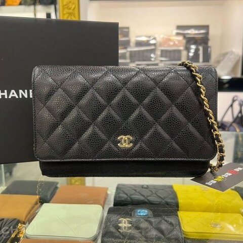 東區正精品㊣CHANEL AP0250 WOC 全新香奈兒黑色荔枝牛皮金鍊金釦肩背包晚宴包斜背包 RA1876