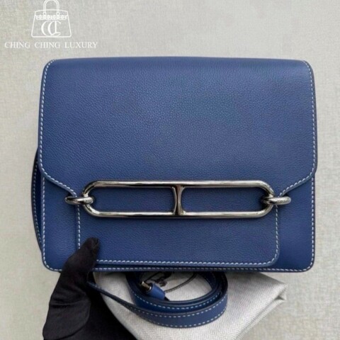 🌈Hermes💙Roulis 23💙深藍色銀扣走白線🌈99新🌟Evercolor皮💙roulis23🌟Roulis🌟愛馬仕🌟