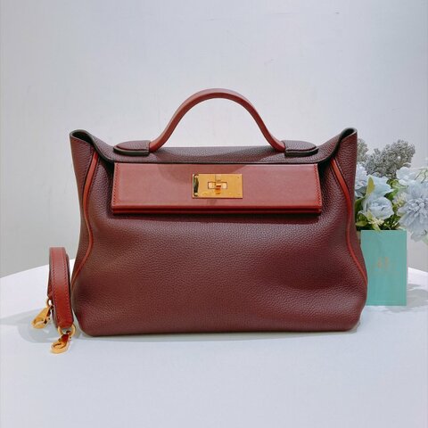 TW5012	Hermes 愛馬仕24/24肩帶兩用包包 24/24-29 TC Bordeaux x GHW Stamp C