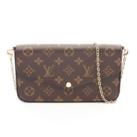 路易威登 Pochette Felicie Monogram Fuchsia 單肩包/手提包，塗層帆布和皮革，女士，棕色，M61276