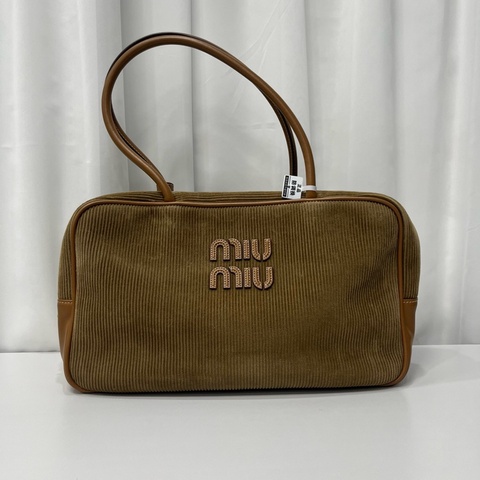 Miumiu 繆繆2025新款Beau燈芯絨公文包 缺拉鍊頭