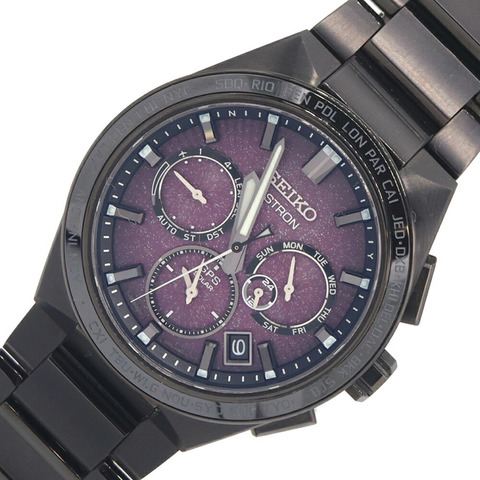 精工男士腕錶 NEXTER 系列 2022 限量版 Astron SBXC123 紫色太陽能電波表 ASTRON SEIKO | 腕錶電波錶 金屬錶帶 黑色