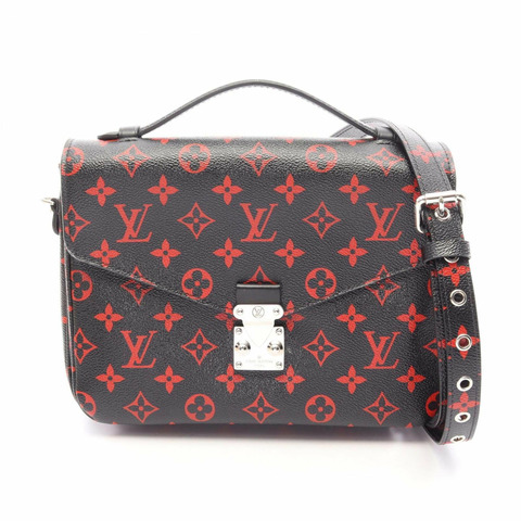 路易威登 Pochette Metis MM Monogram Infra Rouge 兩用手提包，塗層帆布皮革，女士，黑色/紅色，M41462