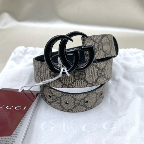 🌷未使用帶吊牌！Gucci古馳 Marmont GG 老花黑皮帶 腰帶
