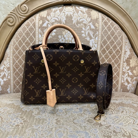 LV 原花金釦Montaigne BB 手提斜背包M41055