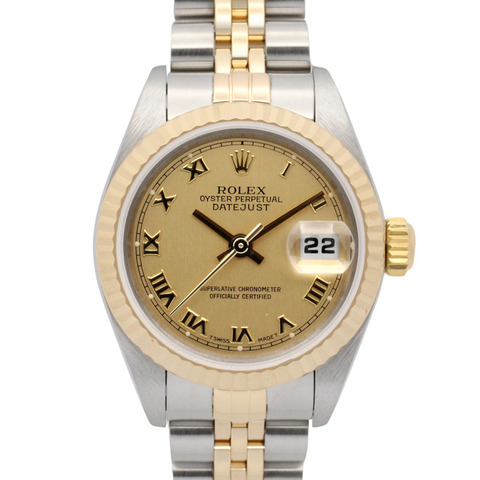 勞力士 Datejust Y 字頭腕錶，18K（黃金）不鏽鋼，女士款，香檳金錶殼，羅馬數位時標，79173