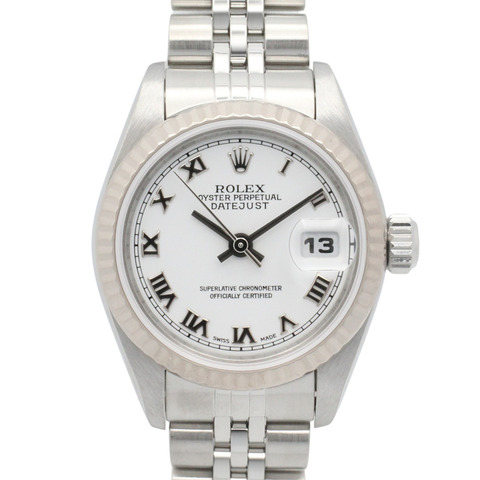 勞力士 Datejust F 字頭腕錶，18K 白金（WG）不鏽鋼錶殼，女款，錶盤，羅馬數位時標，79174