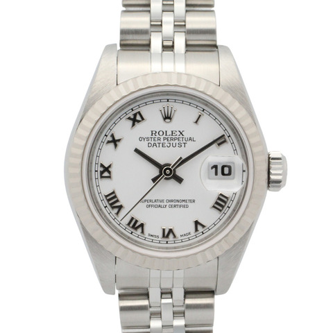 勞力士 Datejust F 字頭腕錶，18K 白金（WG）不鏽鋼錶殼，女款，錶盤，羅馬數位時標，79174