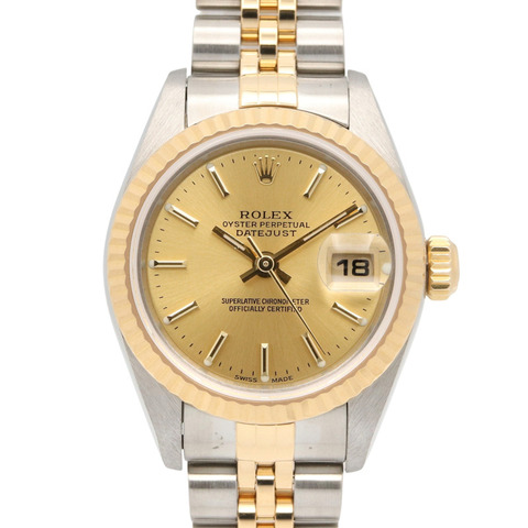 勞力士 Datejust P 系列腕錶，18K（黃金）不鏽鋼，女士款，香檳金色錶帶，79173