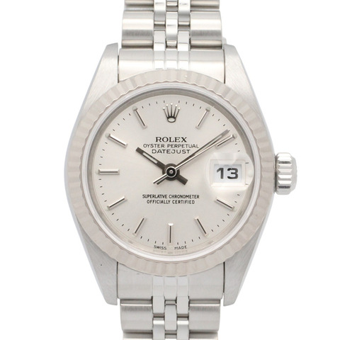 勞力士 Datejust P 系列腕錶，18K 白金（WG）不銹鋼，女士款，銀色條形錶殼，79174。