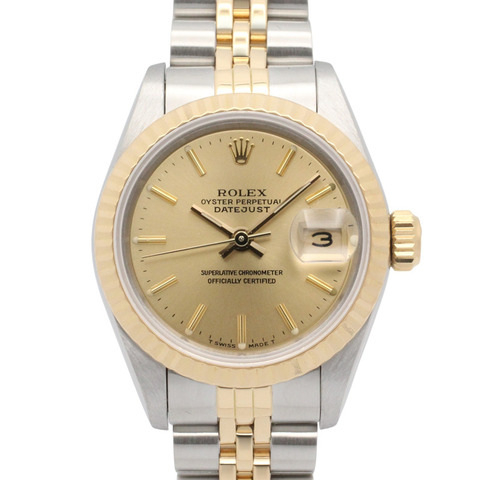 勞力士 Datejust R 系列腕錶，18K（黃金）不鏽鋼，女士款，金色香檳色錶帶，69173。