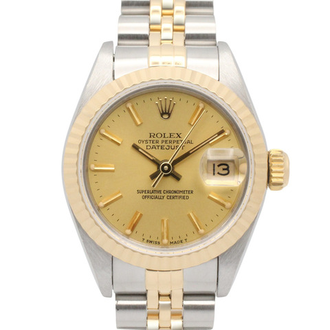 勞力士 Datejust S 系列腕錶，18K（黃金）不鏽鋼，女士款，香檳金條色，69173