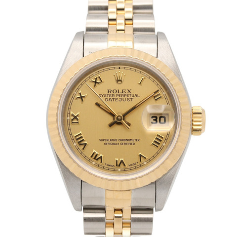 勞力士 Datejust S 系列腕錶，18K（黃金）不鏽鋼，女士款，香檳金錶盤，羅馬數位時標，69173