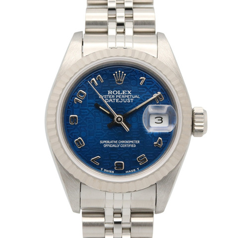 勞力士 Datejust S 系列腕錶，18K 白金（WG）不銹鋼，女士款，藍色錶盤，羅馬數字時標，69174